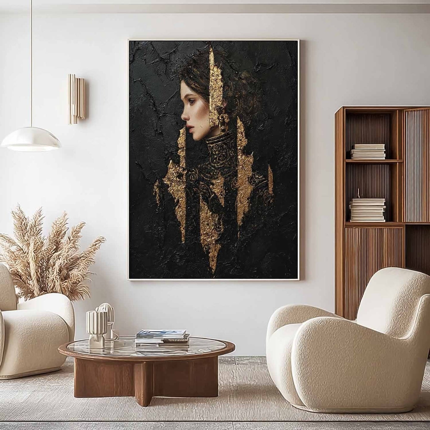 Gylden Maleri i Mixed Media