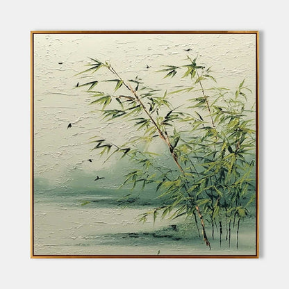 Rolige Maleri i Bambus 3D Impasto