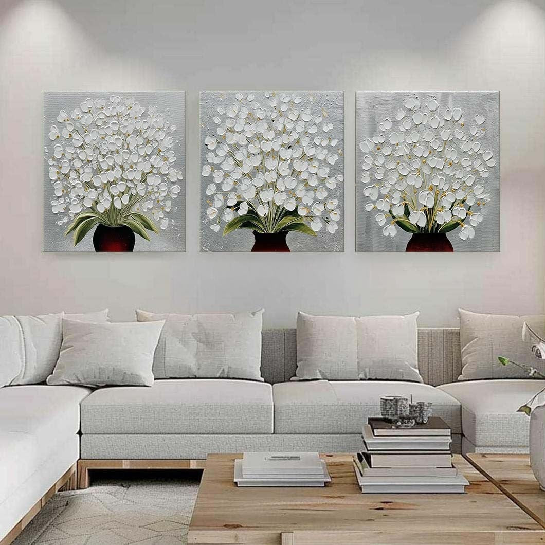 Hvid Maleri i 3D Impasto Teknik