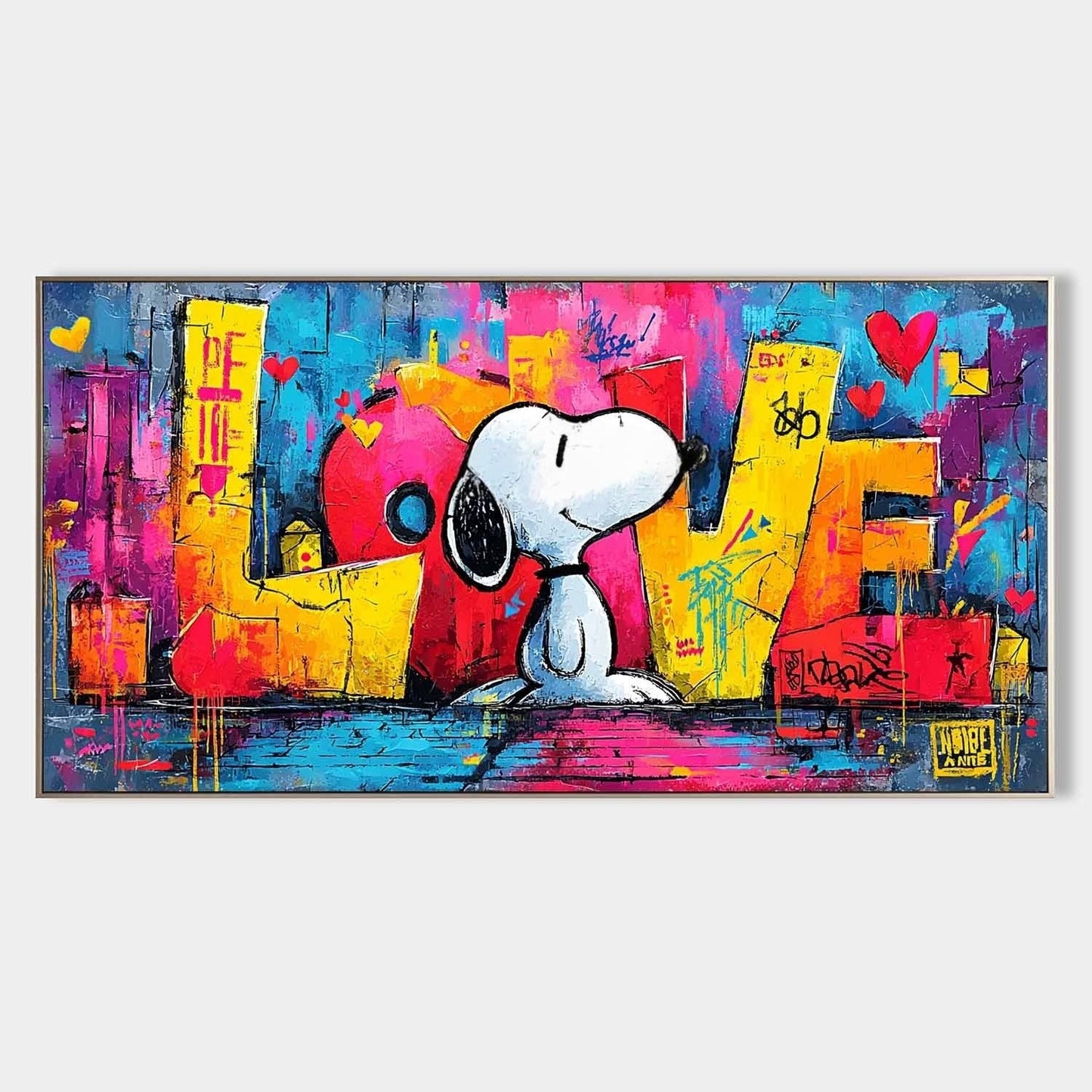 Snoopy Maleri i Akryl på Lærred