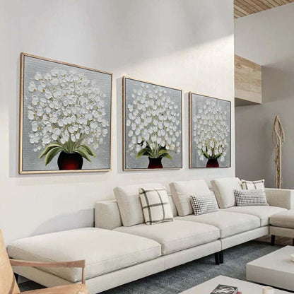 Hvid Maleri i 3D Impasto Teknik