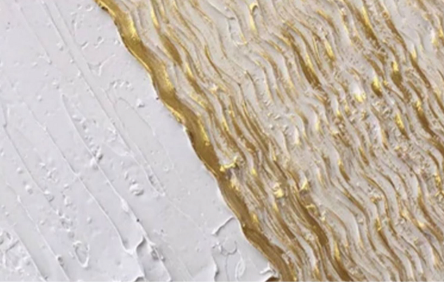 Vægkunst Skulptur i Guld og Oliefarve