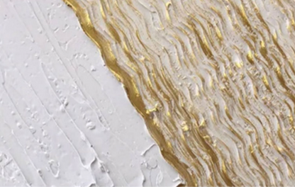 Vægkunst Skulptur i Guld og Oliefarve