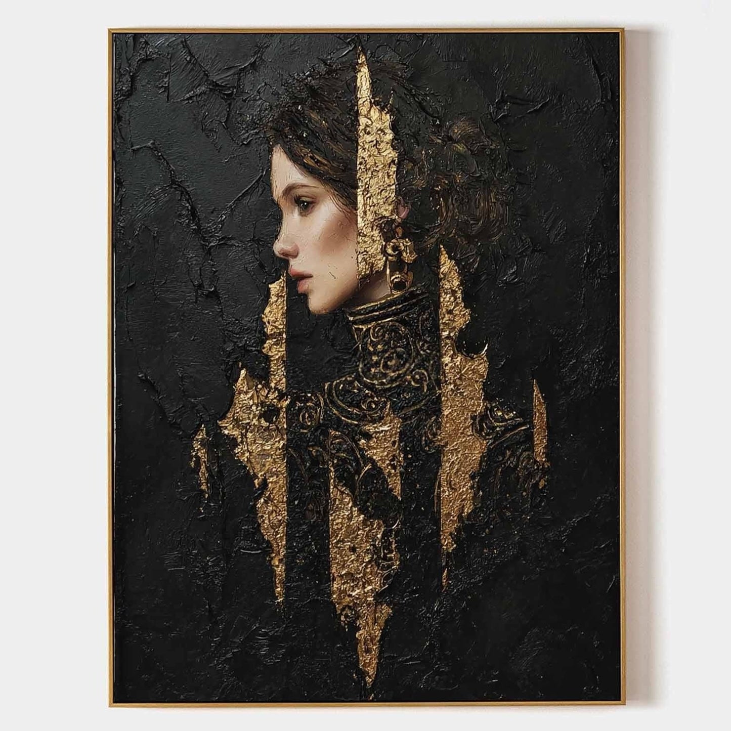 Gylden Maleri i Mixed Media