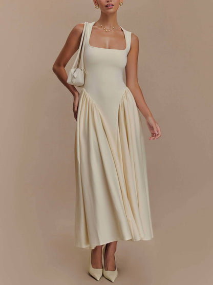 Minimalist Retro Square Neck Dress