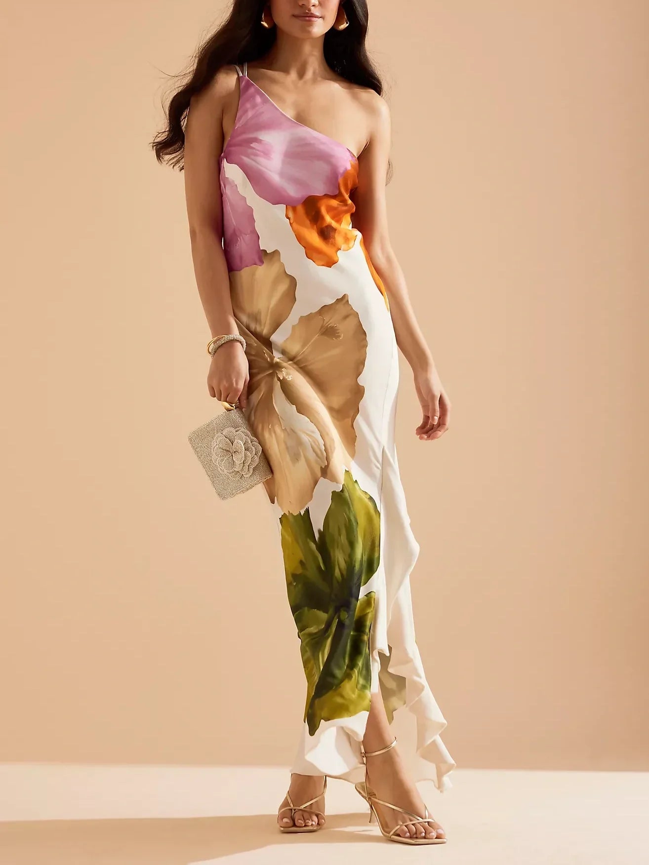 One-Shoulder Maxi Slip Dress