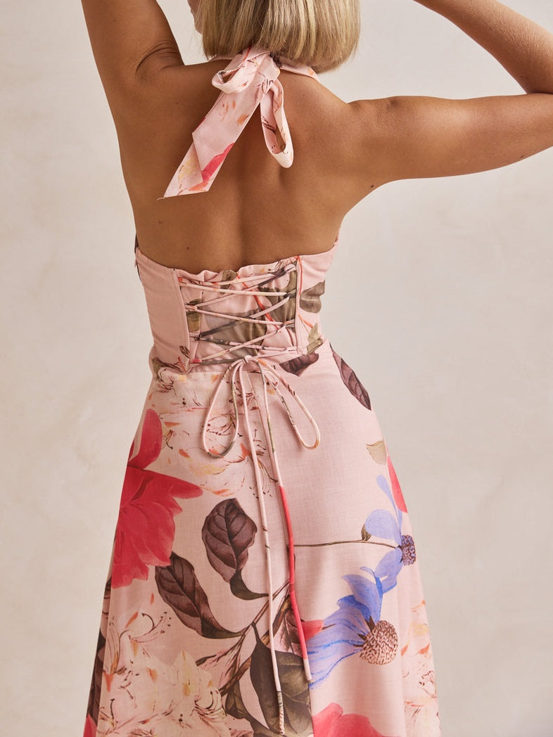 Plunging V-Neckline Maxi Dress