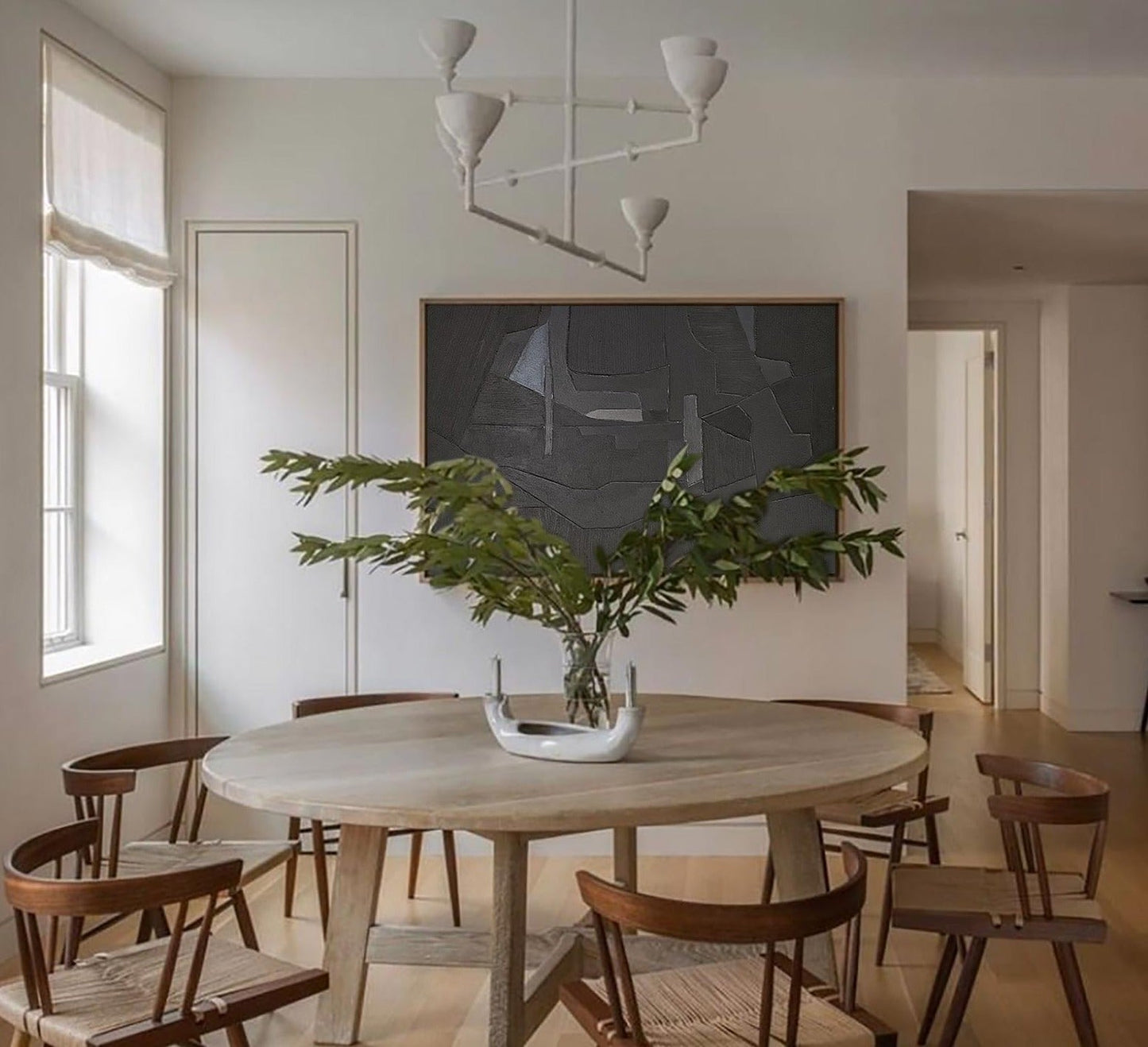 Monokrom Vægkunst i Lærred