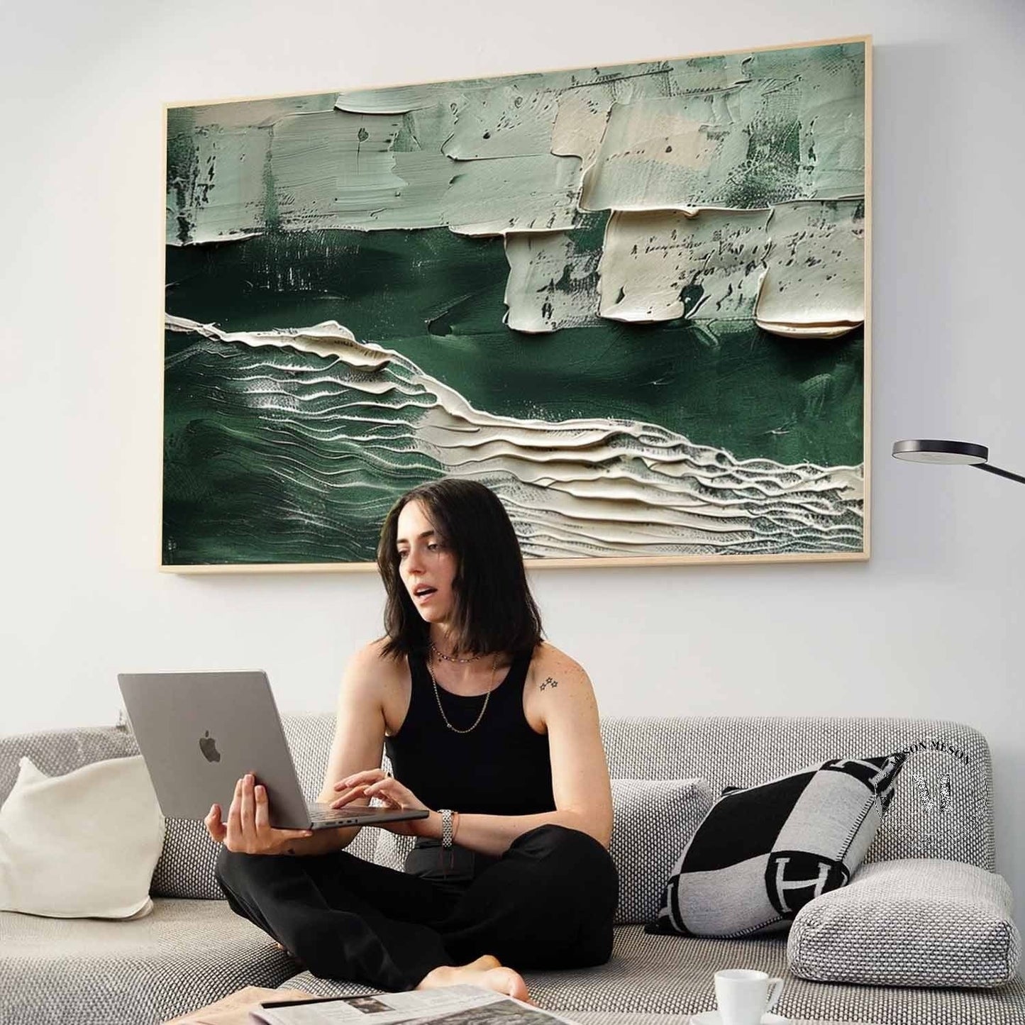 Vægkunst Billede i Træ 3D Grøn Ocean