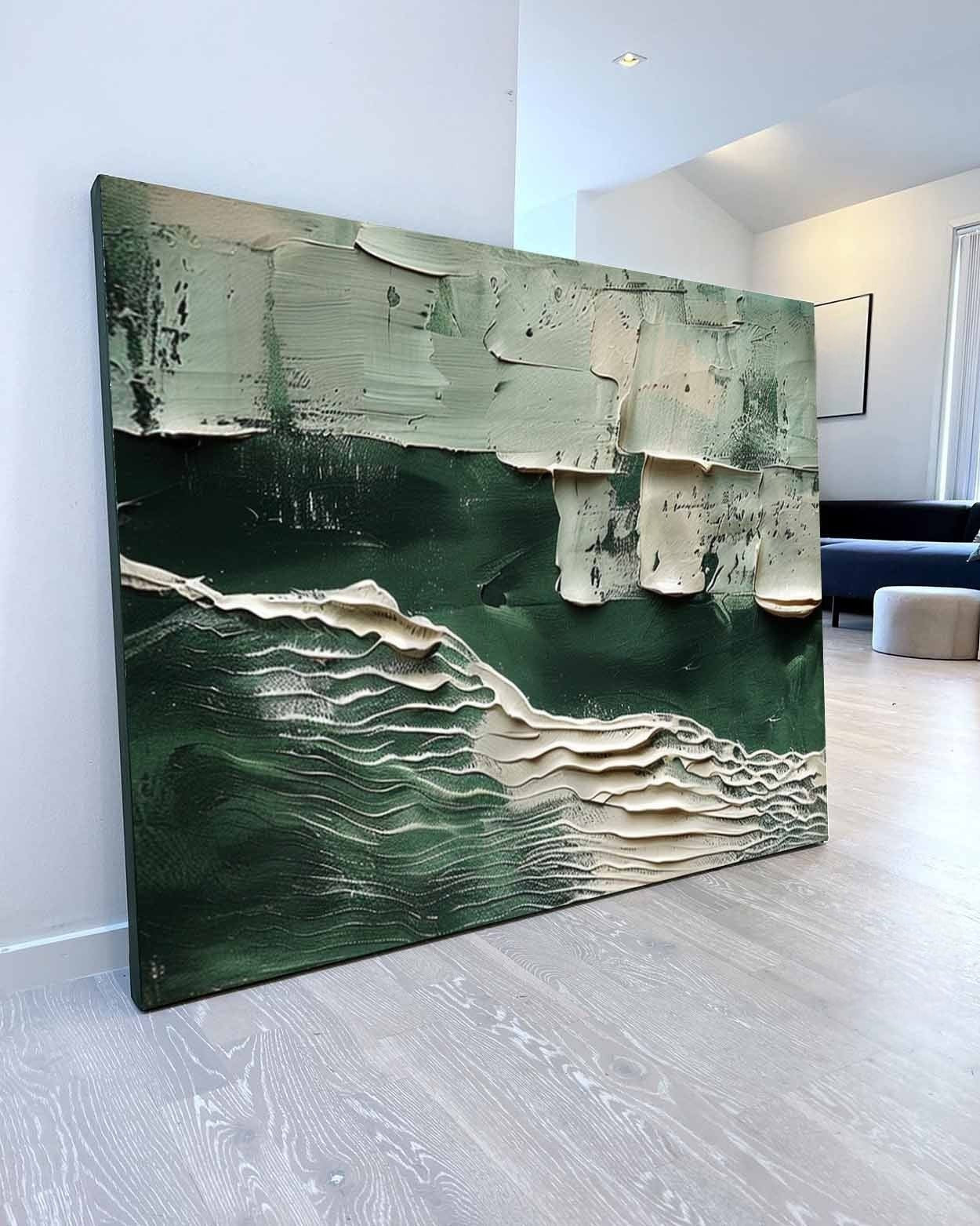 Vægkunst Billede i Træ 3D Grøn Ocean