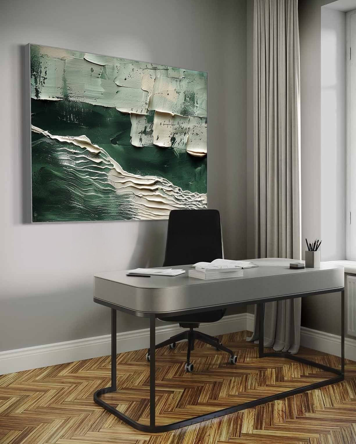 Vægkunst Billede i Træ 3D Grøn Ocean