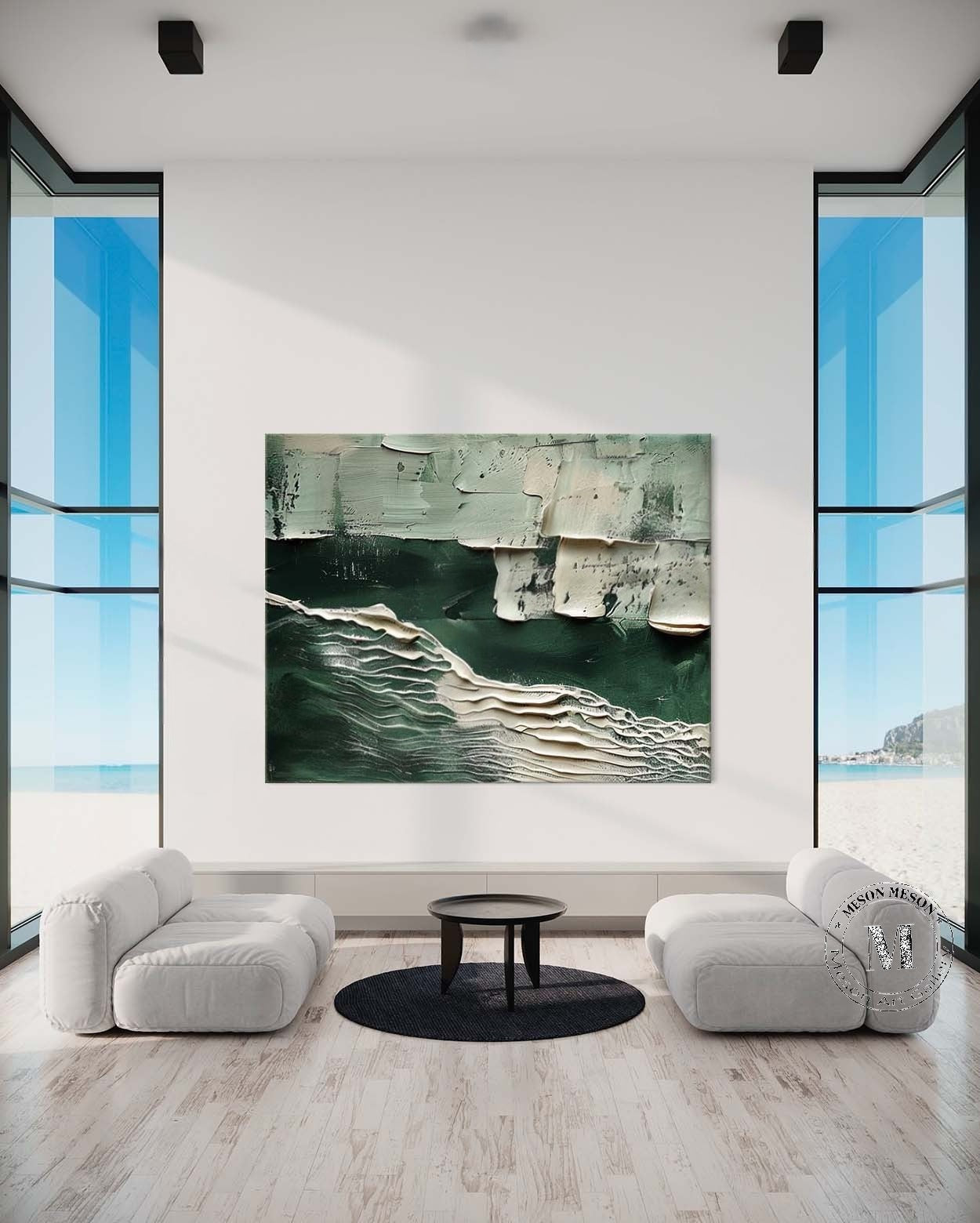Vægkunst Billede i Træ 3D Grøn Ocean