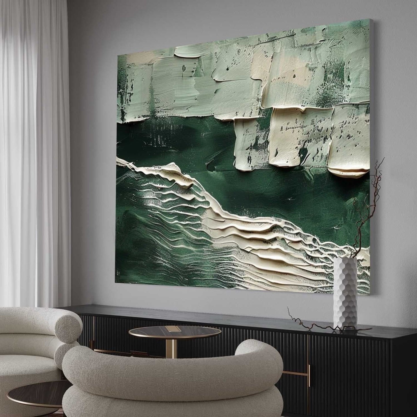 Vægkunst Billede i Træ 3D Grøn Ocean