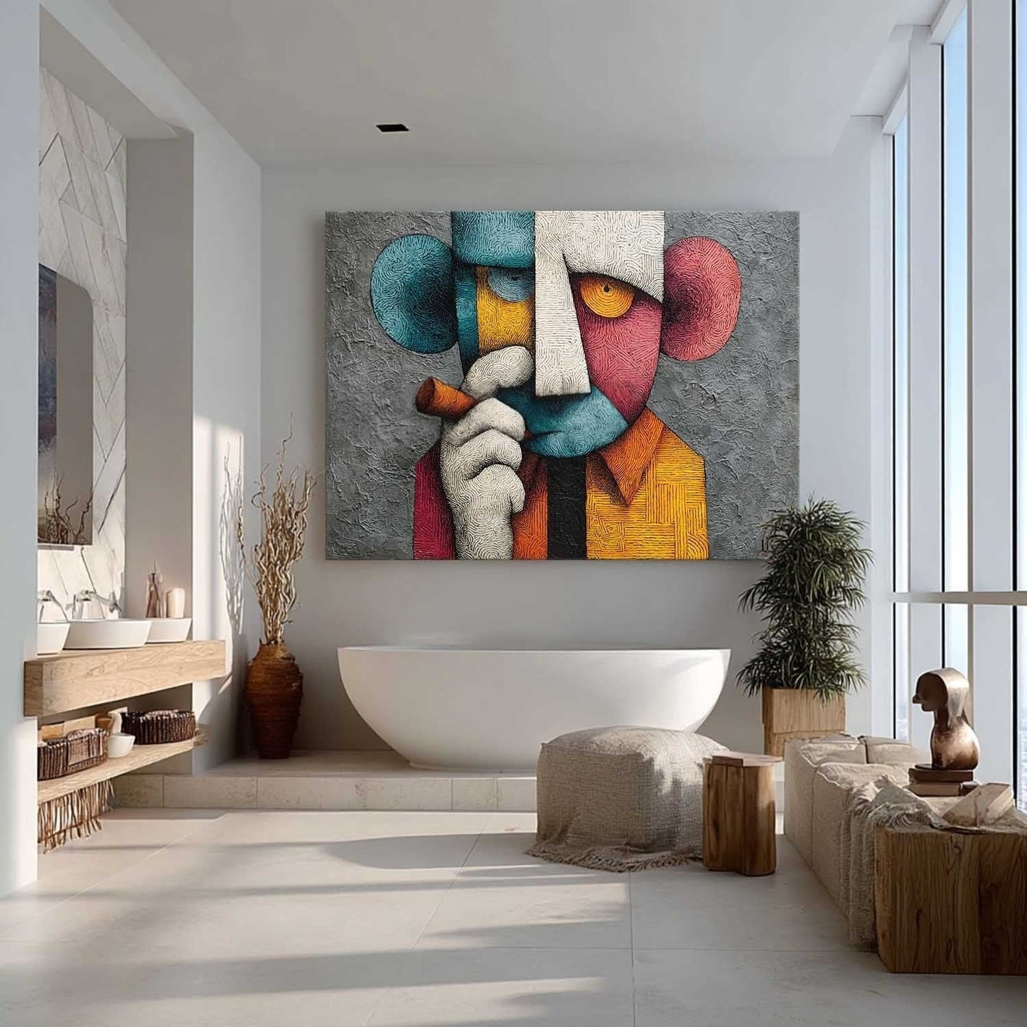 Cubist Vægkunst i Lærred