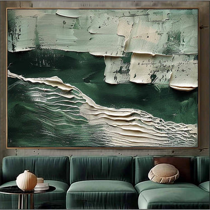 Vægkunst Billede i Træ 3D Grøn Ocean