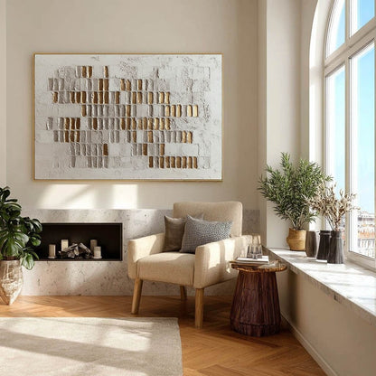 Vægkunst Billede i Guld 3D Impasto
