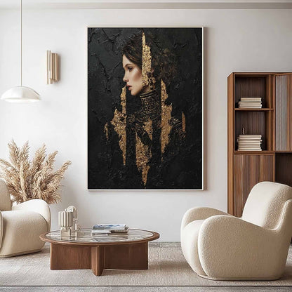 Gylden Maleri i Mixed Media