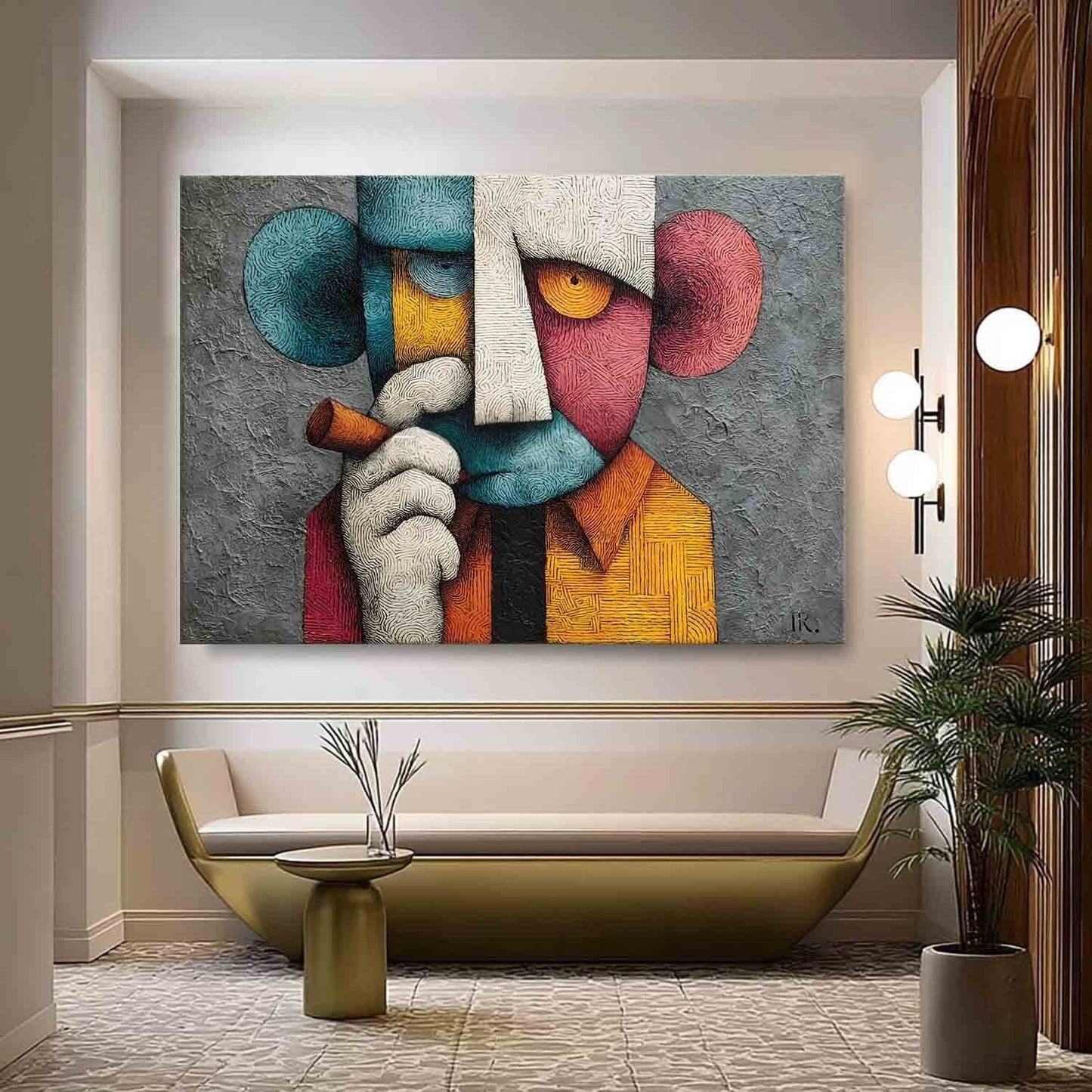 Cubist Vægkunst i Lærred