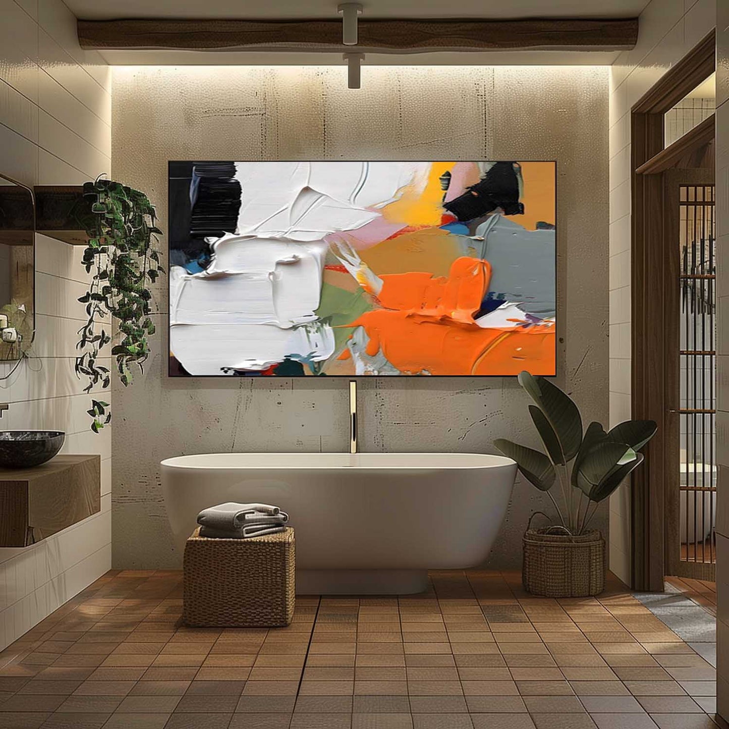 Orange Maleri i Akryl