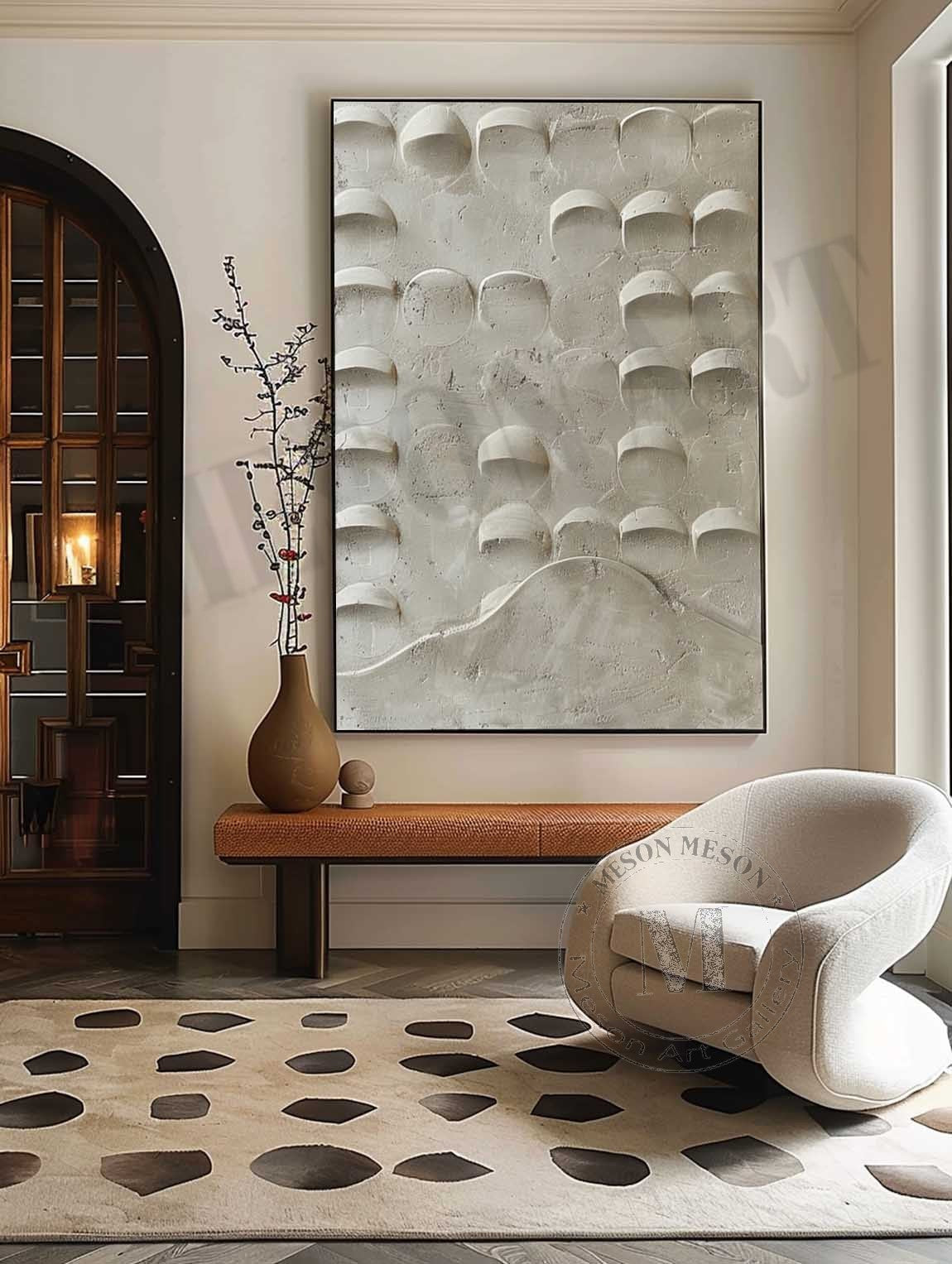 Beton Vægkunst i Relief Maleri