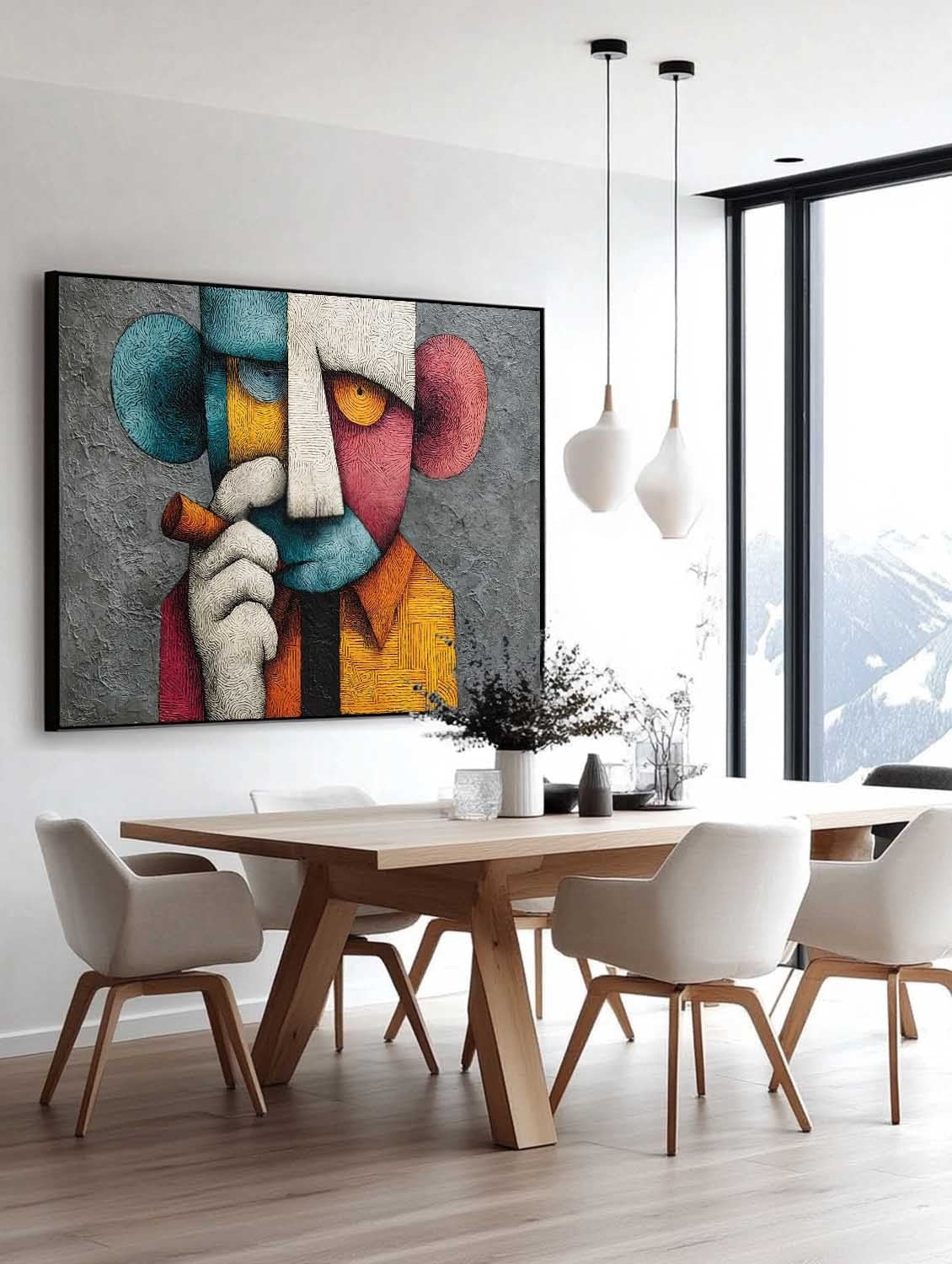 Cubist Vægkunst i Lærred