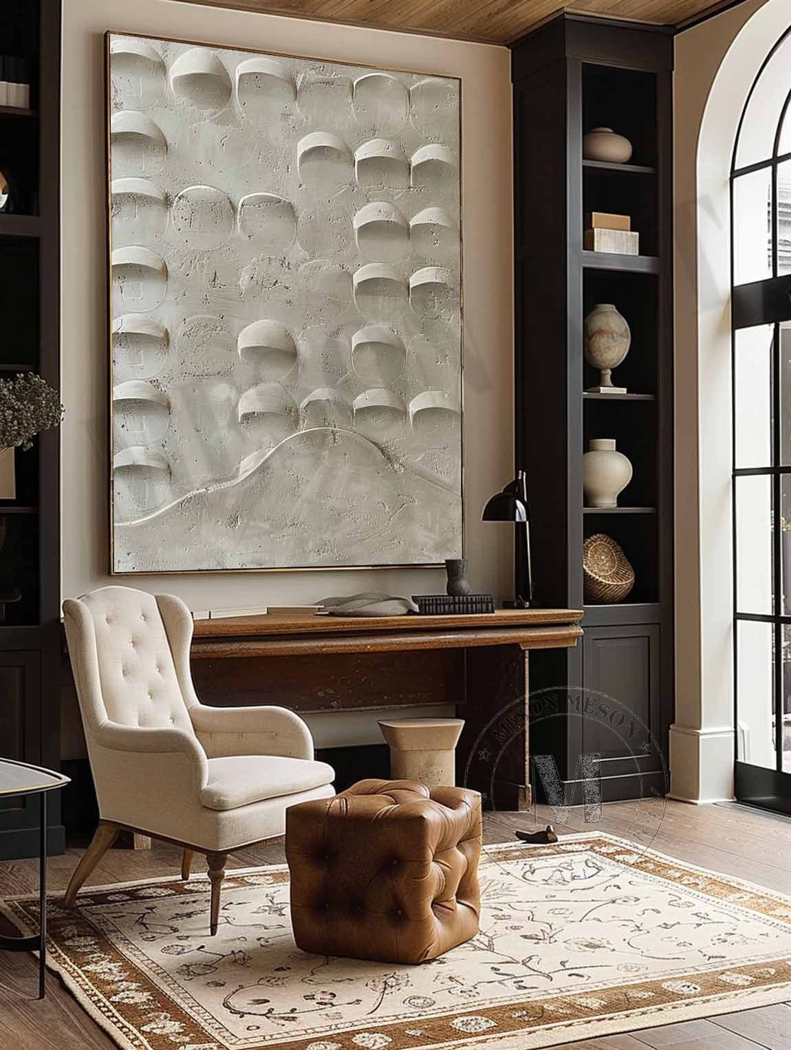 Beton Vægkunst i Relief Maleri