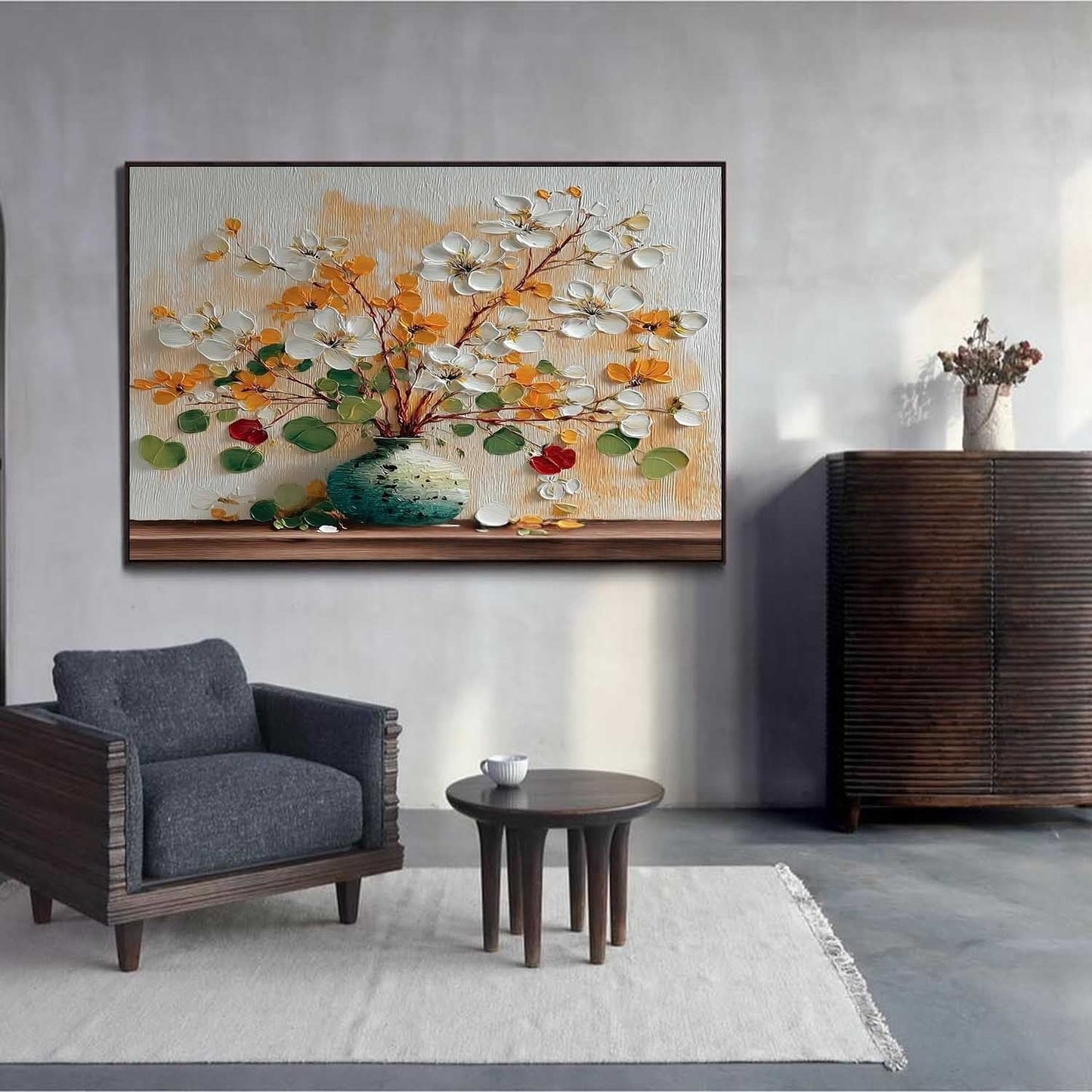 Efterårsblomster Maleri i Akryl